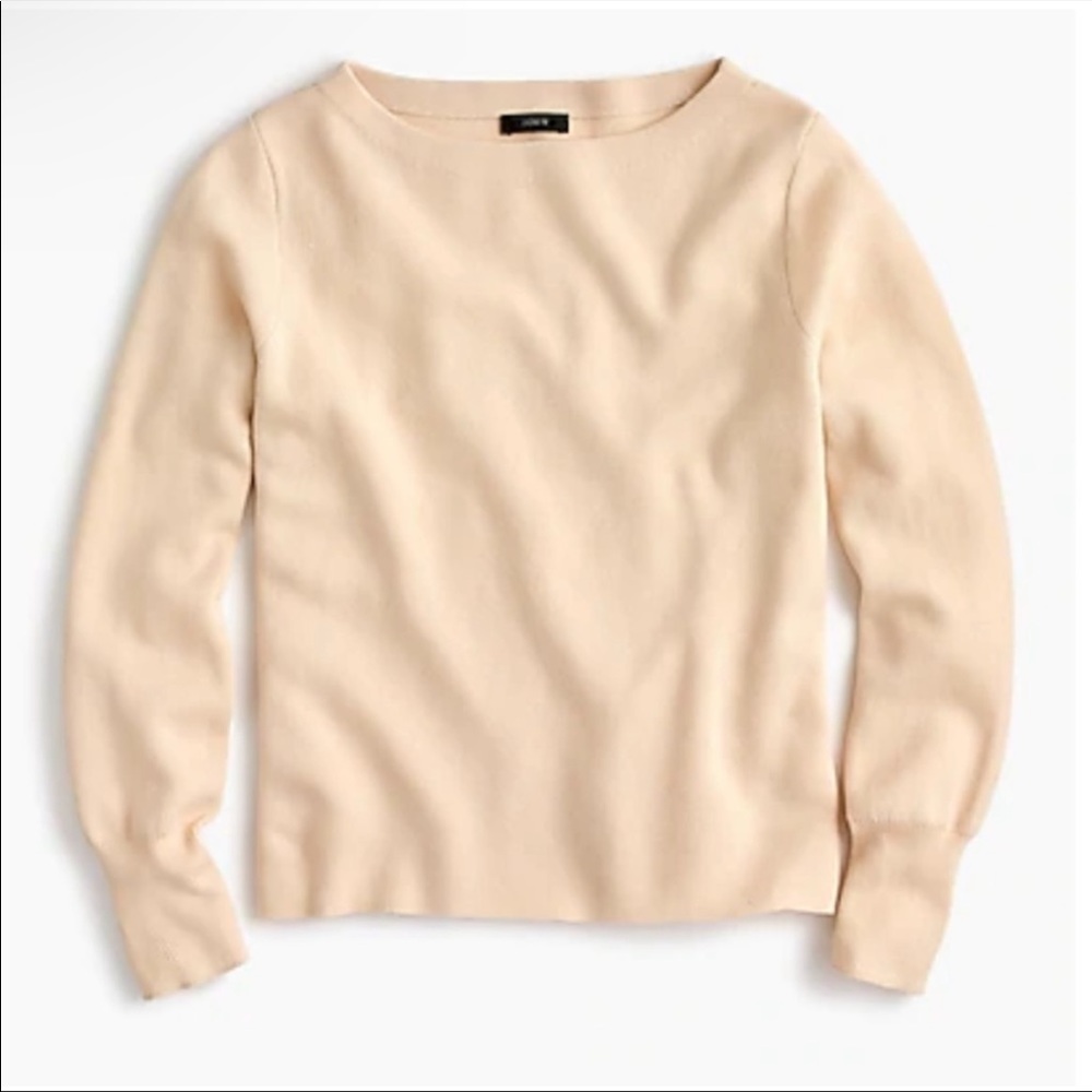 J. CREW Merino Wool Cream Knit Subtle Boatneck Sweater